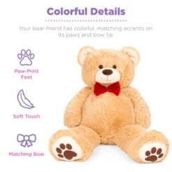 Best Choice Products 38in Giant Soft Plush Teddy Bear Stuffed Animal Toy W/ Bow Tie, Footprints -Playland Shop GUEST 064bc590 f67d 4ce0 a208 d9cf3365565a