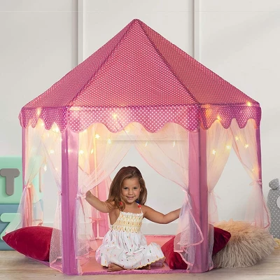 Large Playhouse Tent - Princess Castle Pink With Star Lights And Carry Bag - Play22USA 3 Large Playhouse Tent - Princess Castle Pink With Star Lights And Carry Bag - Play22USA
