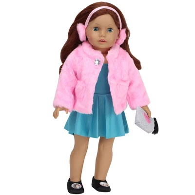 Sophia’s Pink Faux Fur Coat And Earmuff Headband Set For 18" Dolls 3 Sophia’s Pink Faux Fur Coat And Earmuff Headband Set For 18" Dolls