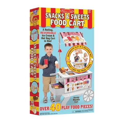Melissa & Doug Wooden Snacks And Sweets Food Cart - 40+ Play Food Pc, Reversible Awning 4 Melissa & Doug Wooden Snacks And Sweets Food Cart - 40+ Play Food Pc, Reversible Awning - Image 2