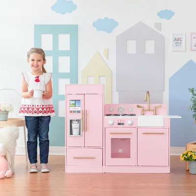 Teamson Kids - Little Chef Charlotte Modern Play Kitchen - Pink 10 Teamson Kids - Little Chef Charlotte Modern Play Kitchen - Pink - Image 8