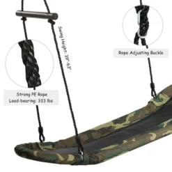 Costway Saucer Tree Swing Surf Kids Outdoor Adjustable Oval Platform Set W/ Handle BlueGreen ColorfulCamouflage Green -Playland Shop GUEST 41e7a9c2 4dc4 4fb6 a5a2 fa29259cf066