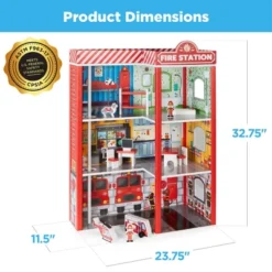 Best Choice Products 32in Kids 3-Story Pretend Wooden Fire Station Play Set Toy, W/ 2 Vehicles, 12 Accessories, 5 Rooms -Playland Shop GUEST 493ea910 c981 49e0 84a4 66a61c5bb570