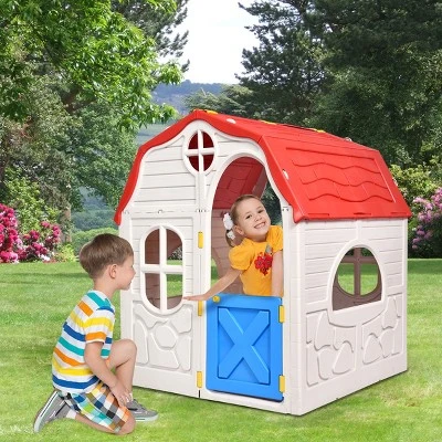 Costway Kids Cottage Playhouse Foldable Plastic Play House Indoor Outdoor Toy Portable 3 Costway Kids Cottage Playhouse Foldable Plastic Play House Indoor Outdoor Toy Portable