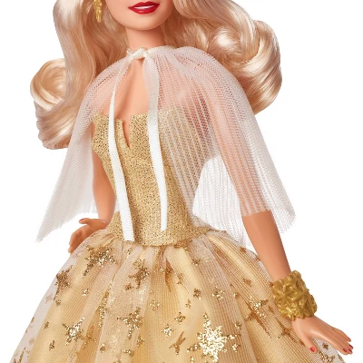 Barbie 13" Signature 2023 Holiday Collector Doll With Golden Gown And Blonde Hair 7 Barbie 13" Signature 2023 Holiday Collector Doll With Golden Gown And Blonde Hair - Image 5