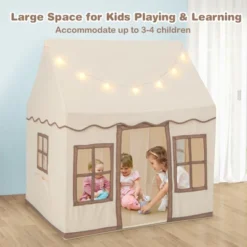 Costway Kids Play Castle Tent Large Playhouse Toys Gifts With Star Lights Washable Mat -Playland Shop GUEST 5d613be5 afb6 4951 bb62 12b14a275751