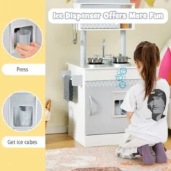 Costway Kids Kitchen PlaySet Pretend Wooden Play Kitchen With IceDispenser&Stovefor Toddler -Playland Shop GUEST 6517b0b7 29b4 4630 a806 00a9ea7a7514