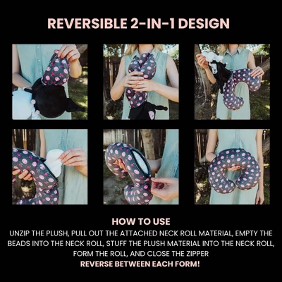 HELLO KITTY Surreal Entertainment Sanrio Kuromi Reversible Neck Roll Pillow And Plush Toy 5 HELLO KITTY Surreal Entertainment Sanrio Kuromi Reversible Neck Roll Pillow And Plush Toy - Image 3