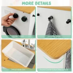 Costway Kids 2-Piece Kitchen Play Set Pretend Chef Toy Set W/ Range Hood & Stove Burner -Playland Shop GUEST 797614e6 2c92 46b2 b75e f7d68d487961