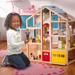 Melissa & Doug Hi-Rise Wooden Dollhouse With Furniture, Garage And Working Elevator -Playland Shop GUEST 7a0d0362 ba92 4fea 8d7d cedafeea745f