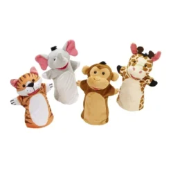 Melissa & Doug Zoo Friends Hand Puppets 4pk - Elephant, Giraffe, Tiger, And Monkey -Playland Shop GUEST 8995ba44 3f97 42b6 a44c 16d8b7b62212