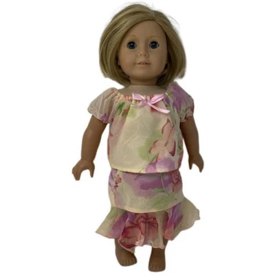 Size 12 1/2 Matching Girl And Doll Chiffon Flowers Skirt And Blouse 4 Size 12 1/2 Matching Girl And Doll Chiffon Flowers Skirt And Blouse - Image 2