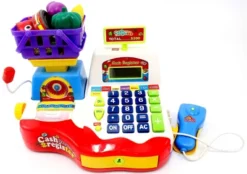 Link Supermarket Cash Register With Checkout Scanner, Weight Scale, Microphone, Calculator, Play Money And Food Shopping Playset For Kids -Playland Shop GUEST 90dc1c07 dde6 454f 9f01 181407c01425