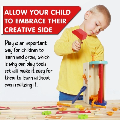 Leo & Friends My First Tool Box Kit Of 28 Wooden Pieces 4 Leo & Friends My First Tool Box Kit Of 28 Wooden Pieces - Image 2