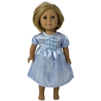 Size 6 Matching Girl And Doll Blue Satin Nightgown 4 Size 6 Matching Girl And Doll Blue Satin Nightgown - Image 2