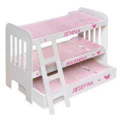 Badger Basket Trundle Doll Bunk Bed With Ladder And Free Personalization Kit - White/Pink