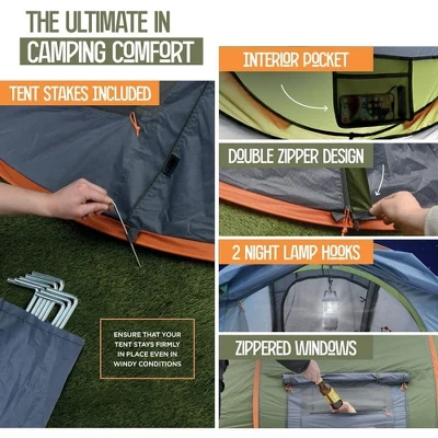 Camping Tent - 4-Person Easy Pop Up Tent With 2 Doors - UPF50+ Waterproof Instant Tent - Lightweight & Portable Family Tents Maple99 5 Camping Tent - 4-Person Easy Pop Up Tent With 2 Doors - UPF50+ Waterproof Instant Tent - Lightweight & Portable Family Tents Maple99 - Image 3