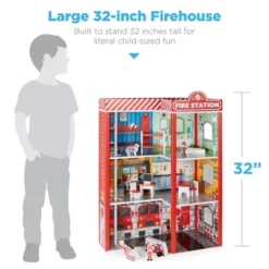Best Choice Products 32in Kids 3-Story Pretend Wooden Fire Station Play Set Toy, W/ 2 Vehicles, 12 Accessories, 5 Rooms -Playland Shop GUEST a6fbbd73 4bce 4327 9d8c 2435be7ccec4
