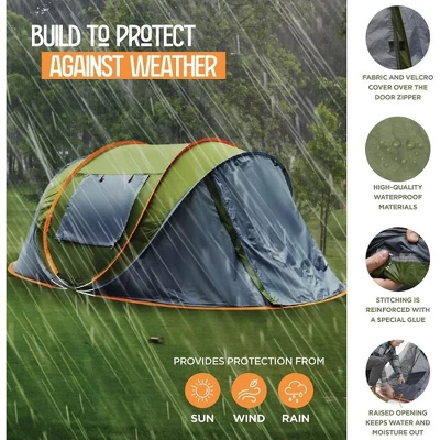 Camping Tent - 4-Person Easy Pop Up Tent With 2 Doors - UPF50+ Waterproof Instant Tent - Lightweight & Portable Family Tents Maple99 4 Camping Tent - 4-Person Easy Pop Up Tent With 2 Doors - UPF50+ Waterproof Instant Tent - Lightweight & Portable Family Tents Maple99 - Image 2