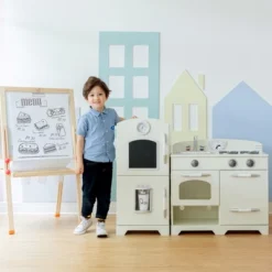 White Wooden Toy Kitchen With Fridge Freezer And Oven By Teamson Kids TD-11413W