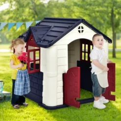 Costway Kid's Playhouse Games Cottage W/ 7 PCS Toy Set & Waterproof Cover -Playland Shop GUEST baf53239 83b4 4f84 afab b5691949dff9