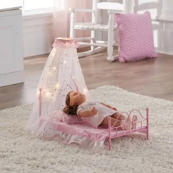 Starlights LED Canopy Metal Doll Bed With Bedding - Pink 10 Starlights LED Canopy Metal Doll Bed With Bedding - Pink -Playland Shop GUEST bc68727b dc5c 4596 aa18 f33b9fb7a867