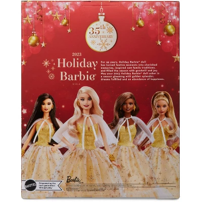 Barbie 13" Signature 2023 Holiday Collector Doll With Golden Gown And Blonde Hair 4 Barbie 13" Signature 2023 Holiday Collector Doll With Golden Gown And Blonde Hair - Image 2