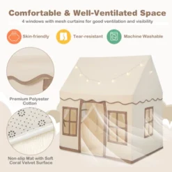 Costway Kids Play Castle Tent Large Playhouse Toys Gifts With Star Lights Washable Mat -Playland Shop GUEST c383633d 5744 40e6 be39 1cd486eeaf0a