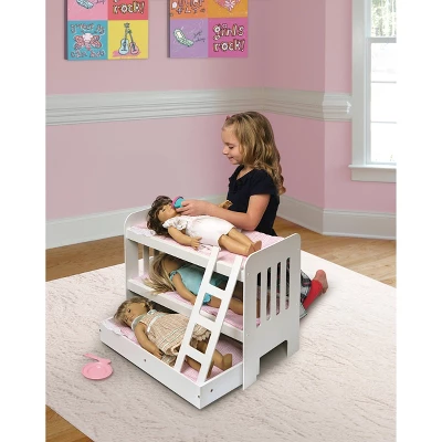 Badger Basket Trundle Doll Bunk Bed With Ladder And Free Personalization Kit - White/Pink 4 Badger Basket Trundle Doll Bunk Bed With Ladder And Free Personalization Kit - White/Pink - Image 2