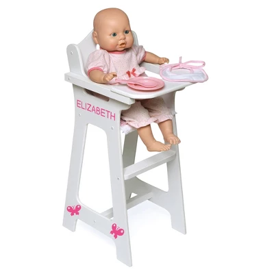 Badger Basket Doll High Chair With Accessories And Free Personalization Kit - White/Pink/Gingham 7 Badger Basket Doll High Chair With Accessories And Free Personalization Kit - White/Pink/Gingham - Image 5