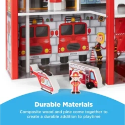 Best Choice Products 32in Kids 3-Story Pretend Wooden Fire Station Play Set Toy, W/ 2 Vehicles, 12 Accessories, 5 Rooms -Playland Shop GUEST d1e79132 d2a3 404e b275 e529312d3f60