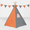 Bacati - Arrows Orange Gray Play Tent For Kids/Toddlers, 100% Cotton Percale Fabric Cover