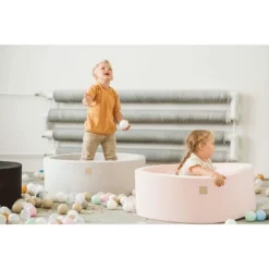 MeowBaby Large Round 35 Inch Round By 11.5 Inch Tall Baby Toddler Foam Ball Pit W/ 200 Full Foam Balls And Zippered Covered, Light Pink, White, Pearl -Playland Shop GUEST d6f50d0e 8111 4774 ab2e a5dc27796700