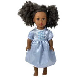 Size 6 Matching Girl And Doll Blue Satin Nightgown