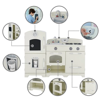 White Wooden Toy Kitchen With Fridge Freezer And Oven By Teamson Kids TD-11413W 6 White Wooden Toy Kitchen With Fridge Freezer And Oven By Teamson Kids TD-11413W - Image 4