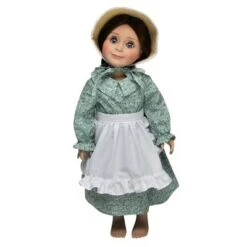The Queen's Treasures 18 Inch Green Calico Prairie Dress, Apron, And Bonnet -Playland Shop GUEST ee5687bc 8ab4 43ba 8c7e 8660c2b54aca