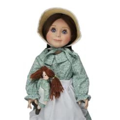The Queen's Treasures 18 Inch Green Calico Prairie Dress, Apron, And Bonnet -Playland Shop GUEST f449c583 cd57 4190 91de be659c5311b8